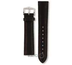 Hirsch Merino Replacement Watch Strap Black Genuine Untextured Leather 20mm With Free Connecting Pins