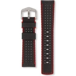 Hirsch Robby Replacement Watch Strap Black And Red Genuine High-Tech Leather 22mm With Free Connecting Pins -Fashion Watch Shop 0912094050 4 22 1 74183.1442233501