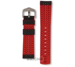 Hirsch Robby Replacement Watch Strap Black And Red Genuine High-Tech Leather 22mm With Free Connecting Pins