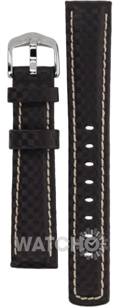 Hirsch Carbon Replacement Watch Strap Navy High-Tech Leather 18mm With Free Connecting Pins