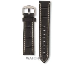 Hirsch Knight Replacement Watch Strap Grey Genuine Exotic Embossed Leather 22mm With Free Connecting Pins