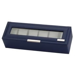 Mele And Co Jack 6 Piece Watch Box Bonded Leather In Blue 1583