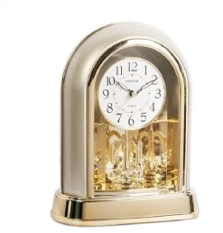 Rhythm Contemporary Mantel Clock Two Tone Gilt With Swaovski Pendulum 4SG696WR18