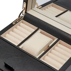 WOLF Palermo Single Black Anthracite Watch Winder With Jewellery Storage 213702 -Fashion Watch Shop 213702 4 84320.1615368267