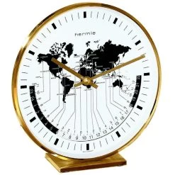 Hermle World Time Brass Mantel Clock 22704-002100