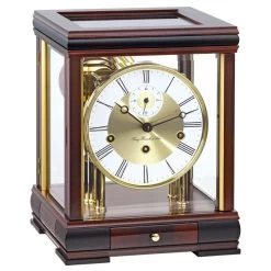 Hermle Westminster Walnut Finish Cube Table Clock 22998-030352