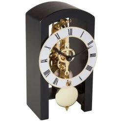 Hermle 14-Day Skeleton Movement Black Mantel Clock 23015-740721