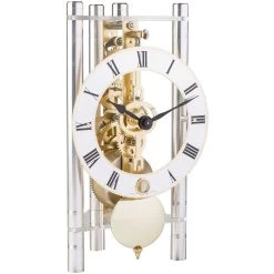 Hermle 8-Day Skeleton Movement Silver Clock 23024-X40721