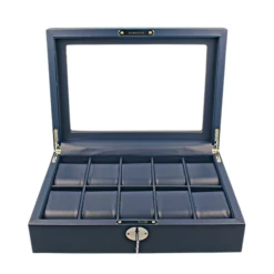 Orbit Navy Blue Leather Personalised Luxury Watch Box For 10 Watches OW202