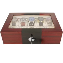 Orbit Red And Black Wooden Luxury Watch Box For 10 Watches With Free Personalisation OW201 -Fashion Watch Shop 3rd image 84327.1644967515