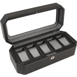 WOLF Windsor Black And Grey 5 Piece Watch Box 4583029
