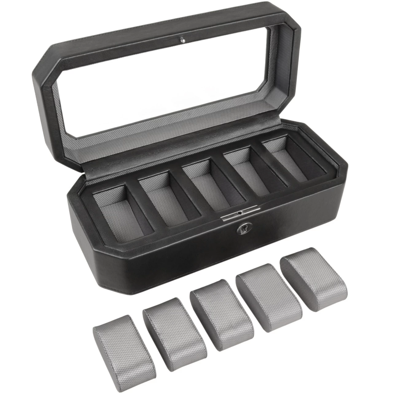 WOLF Windsor Black And Grey 5 Piece Watch Box 4583029 6 WOLF Windsor Black And Grey 5 Piece Watch Box 4583029 - Image 4