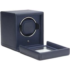 WOLF Cub Single Watch Winder With Glass Cover Navy Pebble Finish 461117 -Fashion Watch Shop 461117 4 37832.1673010374