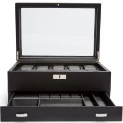 WOLF Viceroy 10 Piece Black Watch Box With Storage 466202