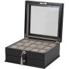 Mele & Co Arthur Black Wooden Watch Box With Drawer Fits 15 Watches 469