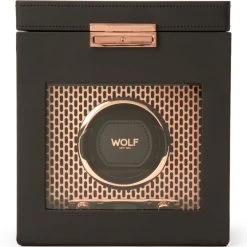 WOLF Axis Collection Copper Single Watch Winder With Storage 469216