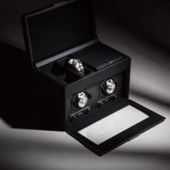 WOLF Axis Collection Powder Coat Double Watch Winder With Storage 469303 -Fashion Watch Shop 469303 AXIS Double Powder 2 98463.1615458023