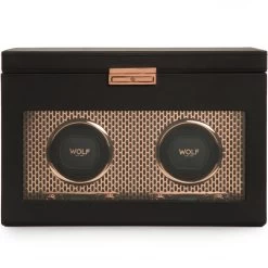 WOLF Axis Collection Copper Double Watch Winder With Storage 469316