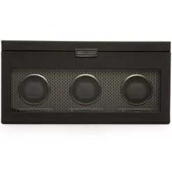 WOLF Axis Collection Powder Coat Triple Watch Winder With Storage 469403