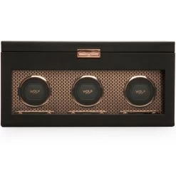 WOLF Axis Collection Copper Triple Watch Winder With Storage 469416