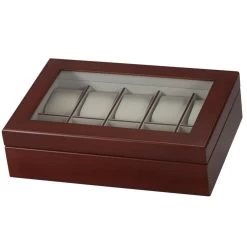 Mele And Co Bailey 10 Piece Watch Box Wooden Walnut Finish 472