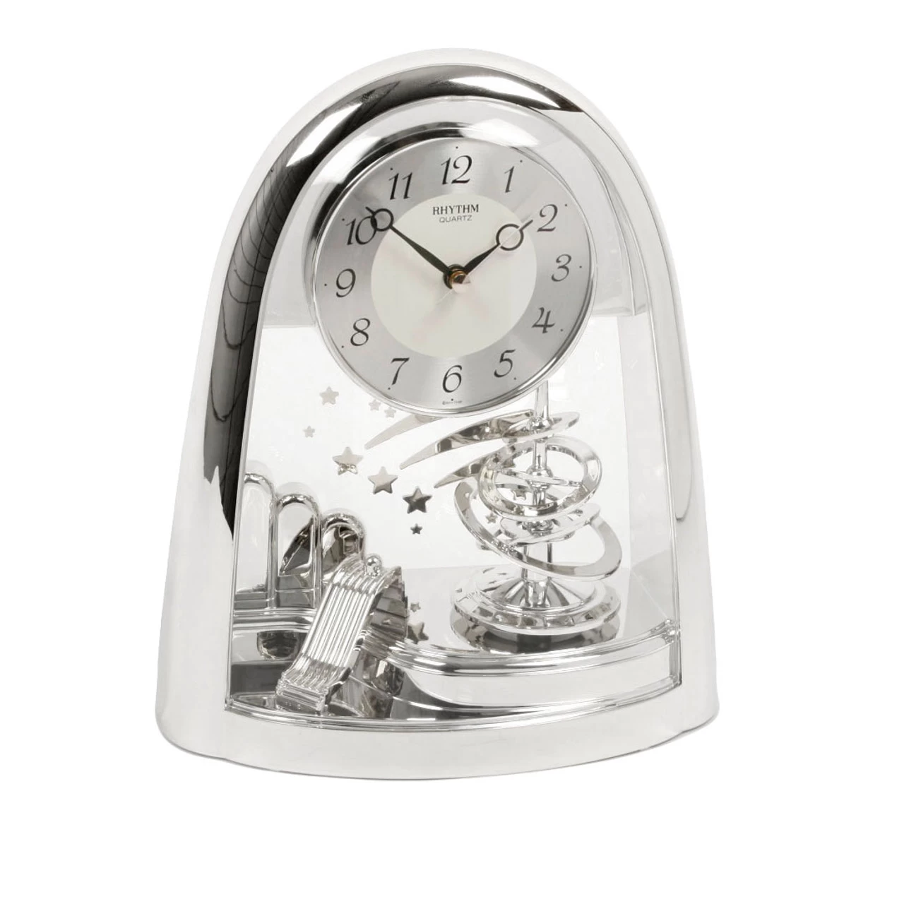 Rhythm Mantel Clock Arched Pendulum Silver 4SG607WS19 3 Rhythm Mantel Clock Arched Pendulum Silver 4SG607WS19