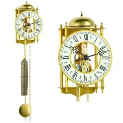 Hermle Mechanical Skeleton Wrought Iron Black Cream Dial Gold Wall Clock With Pendulum 70332-000711 -Fashion Watch Shop 70332 000711 1 39068.1634654310 1