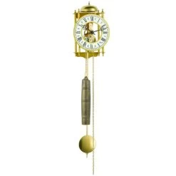 Hermle Mechanical Skeleton Wrought Iron Black Cream Dial Gold Wall Clock With Pendulum 70332-000711