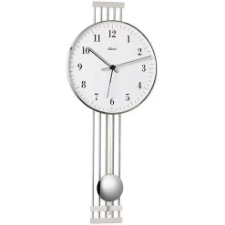 Hermle Highbury Nickel Silver Pendulum Quartz Wall Clock 70981-002200