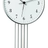 Hermle Radio Controlled Nickel White Dial Wall Clock With Pendulum 70981-000871 -Fashion Watch Shop 70981 000871 92928.1619703835