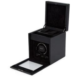 Wolf British Racing Single Watch Winder With Storage In Black 792102