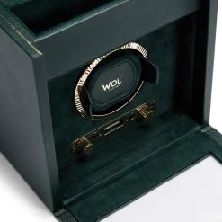 WOLF British Racing Green Single Watch Winder With Storage 792141 -Fashion Watch Shop 792141 3 98506.1616644173