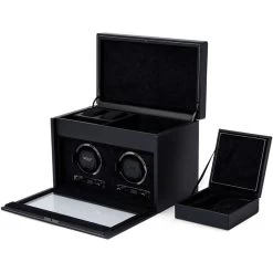 Wolf British Racing Double Watch Winder With Storage In Black 792202