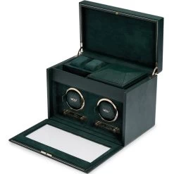 WOLF British Racing Green Double Watch Winder With Storage 792241 -Fashion Watch Shop 792241 1 71271.1616644569