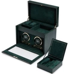 WOLF British Racing Green Double Watch Winder With Storage 792241 -Fashion Watch Shop 792241 3 81813.1616644514