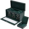 WOLF British Racing Green Triple Watch Winder With Storage 792341 -Fashion Watch Shop 792341 2 44284.1644098355