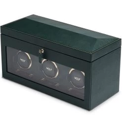 WOLF British Racing Green Triple Watch Winder With Storage 792341 -Fashion Watch Shop 792341 3 61213.1624132510