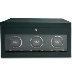 WOLF British Racing Green Triple Watch Winder With Storage 792341 -Fashion Watch Shop 792341 52632.1624132510