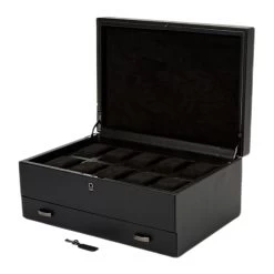 Wolf British Racing Black 10 Piece Watch Box With Storage 792802