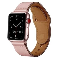 Apple Watch Classic Premium Leather Strap In Pink APL904