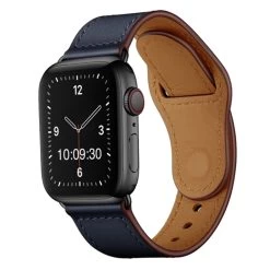 Apple Watch Classic Premium Leather Strap In Navy Blue APL911