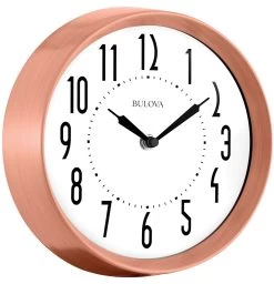 Bulova Cleaver Brush Copper Shatterproof Lens 21cm Wall Clock C4828