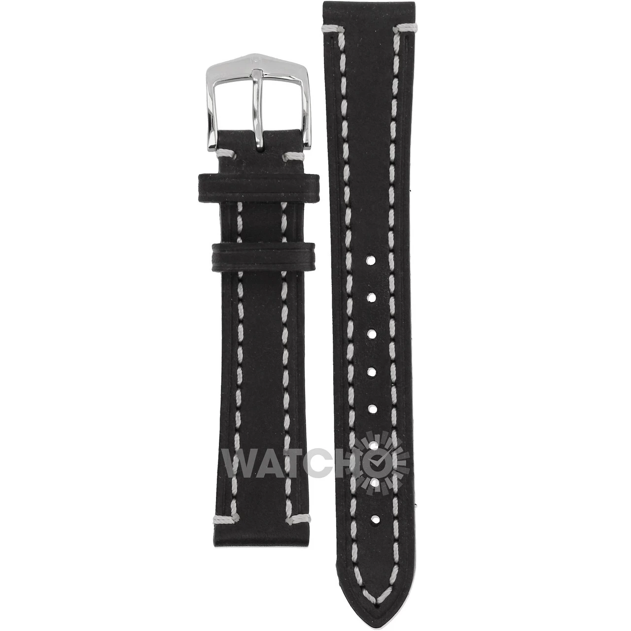 Hirsch Liberty Replacement Watch Strap Black Genuine Textured Leather 18mm With Free Connecting Pins