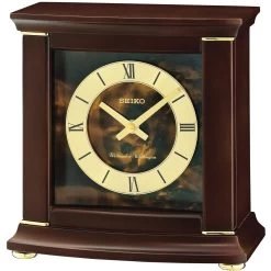 Seiko Westminster/Whittington Dual Chime Mantel Brown Alarm Clock QXJ030B