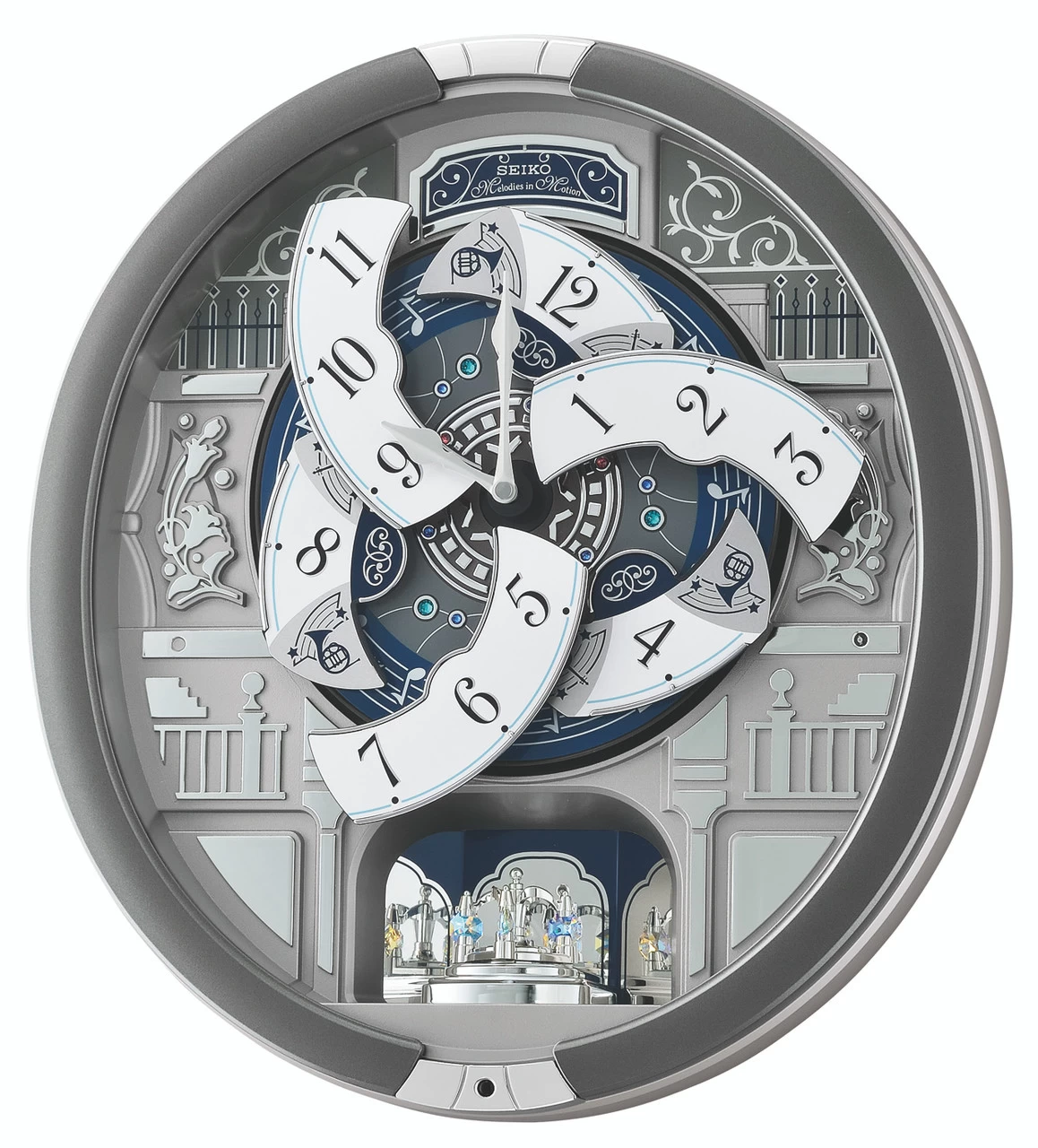 Seiko Silver Marble Pattern Melodies In Motion Clock QXM366S 5 Seiko Silver Marble Pattern Melodies In Motion Clock QXM366S - Image 3