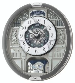 Seiko Silver Marble Pattern Melodies In Motion Clock QXM366S