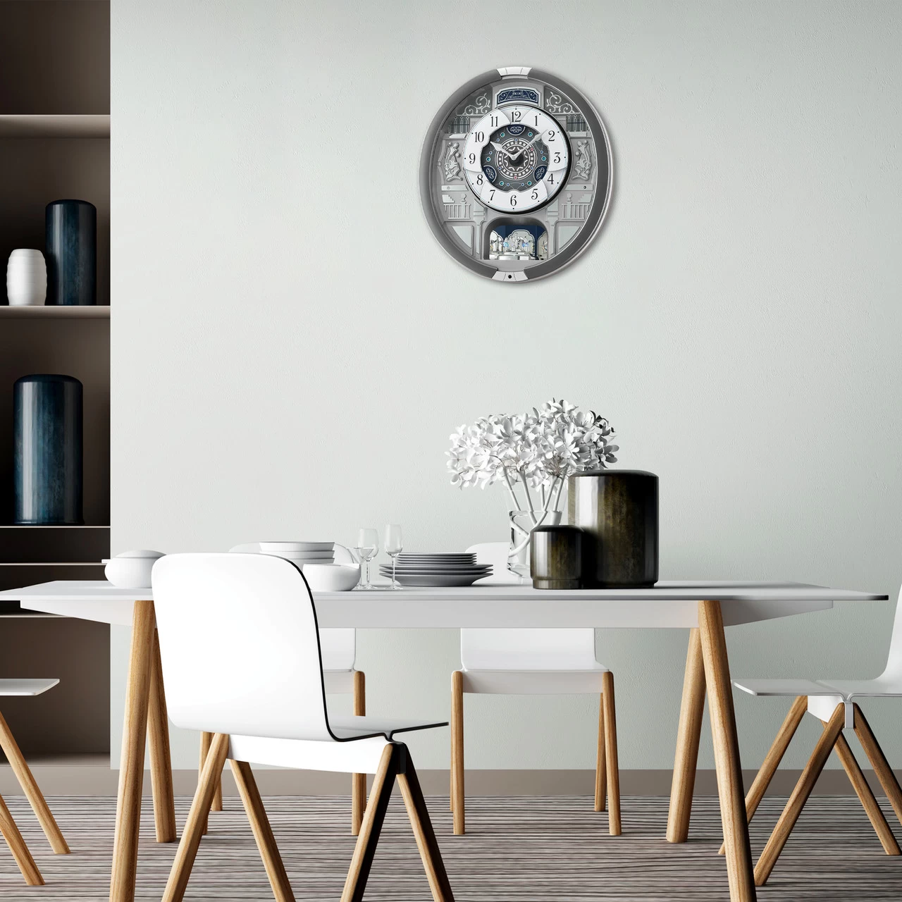 Seiko Silver Marble Pattern Melodies In Motion Clock QXM366S 9 Seiko Silver Marble Pattern Melodies In Motion Clock QXM366S - Image 7