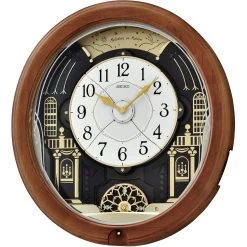 Seiko Alder Wooden Case Melodies In Motion Musical Wall Clock QXM383B