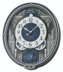 Seiko Melodies In Motion Metallic Dark Grey Musical Wall Clock QXM393N