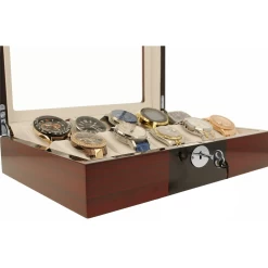 Orbit Red And Black Wooden Luxury Watch Box For 10 Watches With Free Personalisation OW201 -Fashion Watch Shop first image 22445.1644967521 1